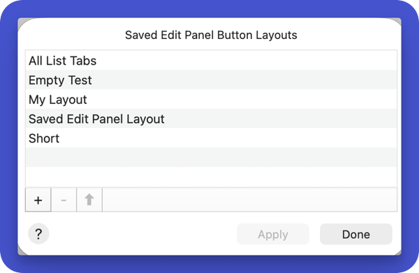 Saved Buttons Layouts Manager
