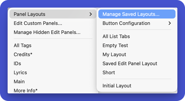 Saved Button Layouts Menu