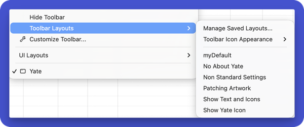 The Toolbar Layouts Menu