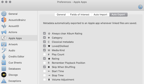 Preferences - Apple Apps - Auto Export