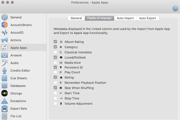 Preferences - Apple Apps - Fields of Interest